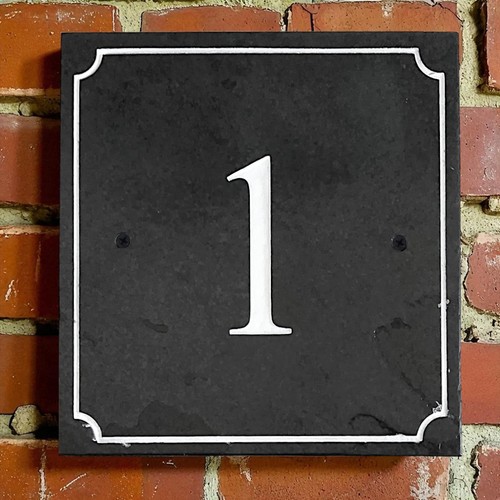 Black slate house number - slate, 1