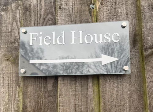 Modern house number sign - house,