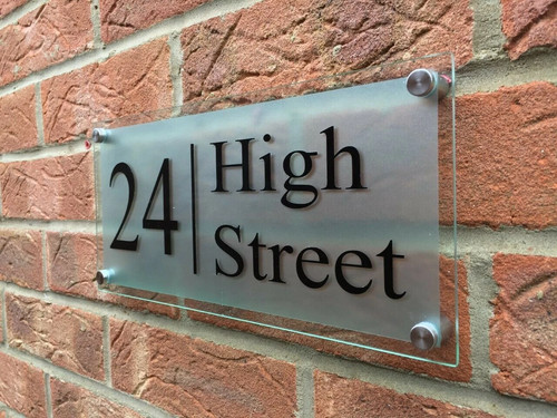 House number plaques glass - number,