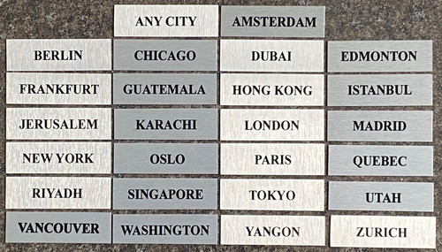 Time zone metal - metal, plaques