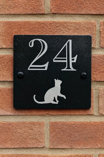 Slate house number door plaque - house,